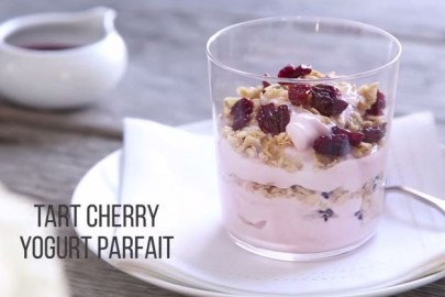 Add Montmorency tart cherry juice concentrate to a bowl of greek yogurt, and start your day colorfully.