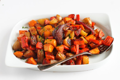 Make your veggies shine by adding a tangy tart cherry glaze to a mix of sweet potatoes, beets and rutabaga.
