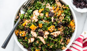 Kale Quinoa Kale Salad with Tart Cherries and Salmon