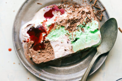 Ice cream is a staple in our fridge and there’s no better way to doctor it up than with homemade tart cherry sauce.