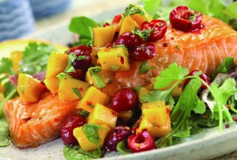 Carmelized Salmon with Cherry Salsa