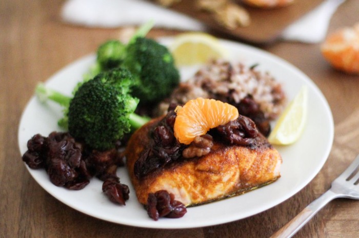 Indian-Spiced Broiled Salmon with Citrus Tart Cherry Chutney - Choose Cherries