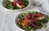 Warm Salmon Cherry and Arugula Salad