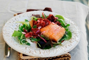 Honey-Tart Cherry Salmon with Cherry Salsa