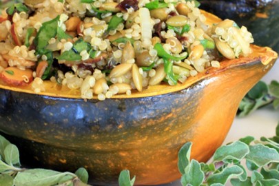 Stuff acorn squash with quinoa pilaf packed with pumpkin seeds, toasted almonds and Montmorency tart cherries for a seasonal side dish you can feel good about.