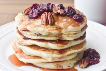 Tart Cherry Greek Yogurt Pancakes with Tart Cherry Maple Syrup