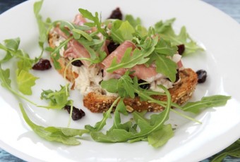 Open Faced Tart Cherry Prosciutto Sandwich