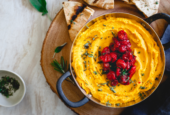 Butternut Squash Goat Cheese Dip with Tart Cherry Compote