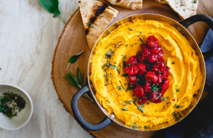 Butternut Squash Goat Cheese Dip with Tart Cherry Compote | Choose Cherries