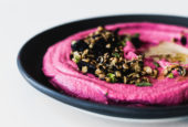 Beet Hummus with Tart Cherry Topping