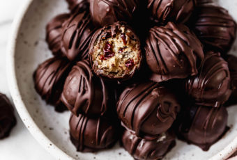 Tart Cherry Chocolate-Covered Vegan Cookie Dough Bites